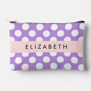 Purple Polka Dots, Polka Dot Pattern, Your Name Accessory Pouch