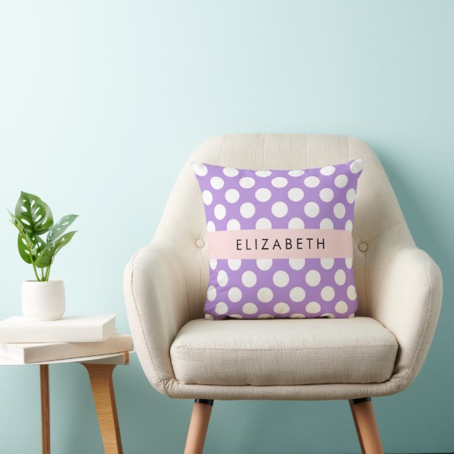 Purple Polka Dots, Polka Dot Pattern, Your Name Cushion (Chair)