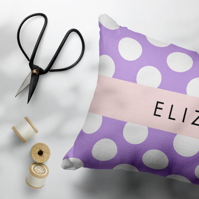 Purple Polka Dots, Polka Dot Pattern, Your Name Decorative Cushion (Creator Uploaded)