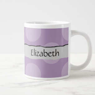 Purple Polka Dots, Polka Dot Pattern, Your Name Large Coffee Mug