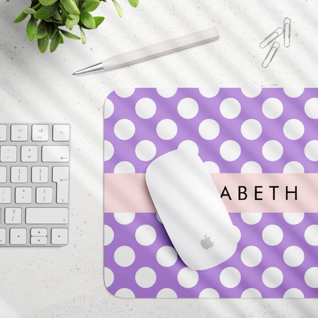 Purple Polka Dots, Polka Dot Pattern, Your Name Mouse Mat (Creator Uploaded)