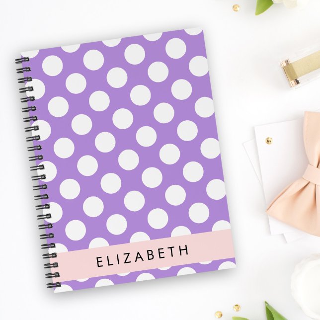 Purple Polka Dots, Polka Dot Pattern, Your Name Notebook (Creator Uploaded)