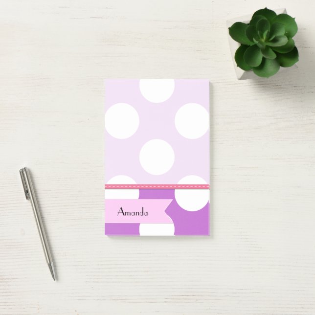 Purple Polka Dots, Polka Dot Pattern, Your Name Post-it Notes (Office)