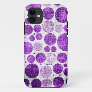 Purple polka dots seamless grunge wall background iPhone 11 case