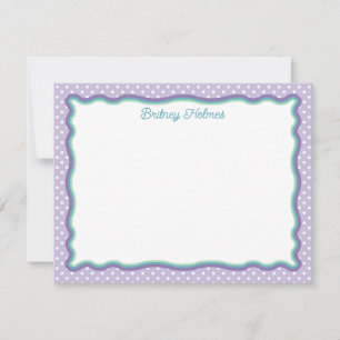Purple Polka Dots & Wavy Frame Add Name Card