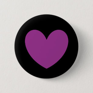 Purple polka hearts on black 6 cm round badge