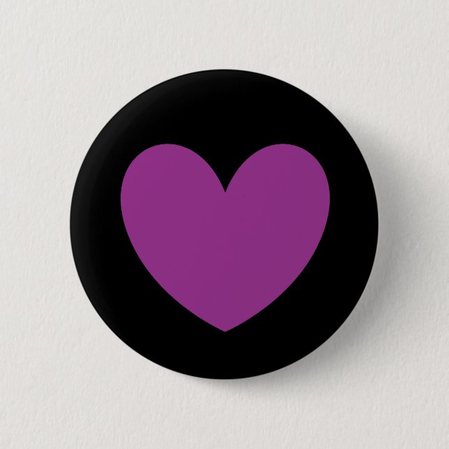 Purple polka hearts on black 6 cm round badge (Front)