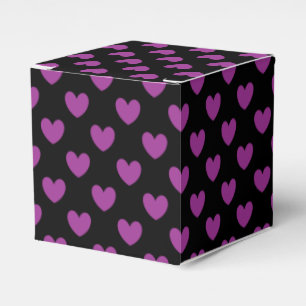 Purple polka hearts on black favour box