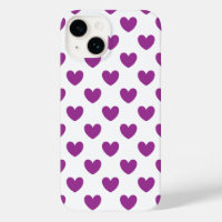 Purple polka hearts on white