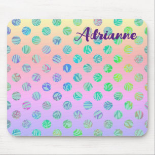 Purple Polka Pattern Boho Name Mouse Pad