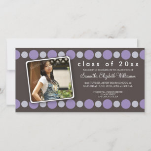 Purple Polkadots Custom Graduation Announcement