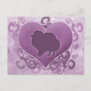 Purple Pomeranian Valentine Holiday Postcard