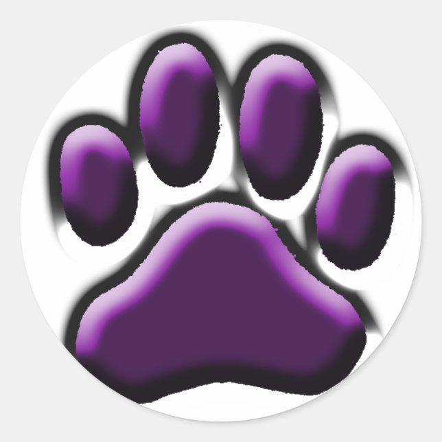 Purple Pooch Print Classic Round Sticker (Front)