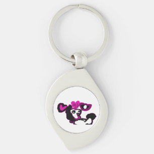 Purple poodle art key ring