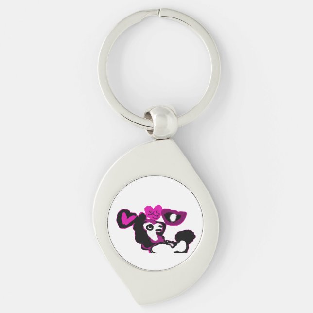 Purple poodle art key ring (Front)