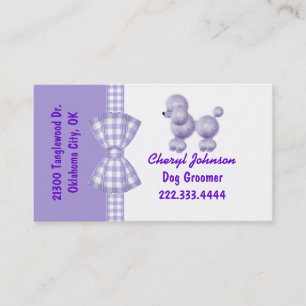 Purple Poodle Dog Groomer Business Card