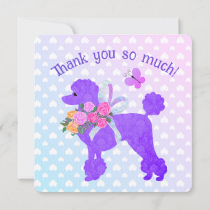 Purple Poodle Girls Personalised Thank You Invitation