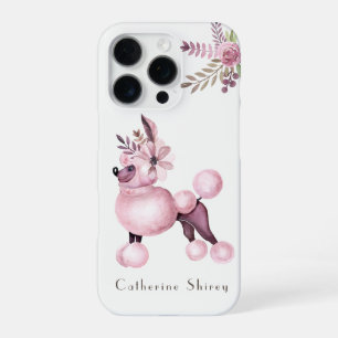 Purple Poodle in Flowers Personalised Phone Case