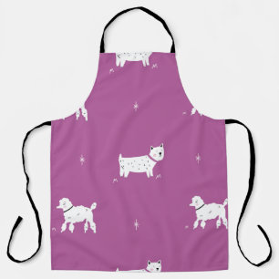 Purple Poodle: Monochrome Retro Pattern Apron