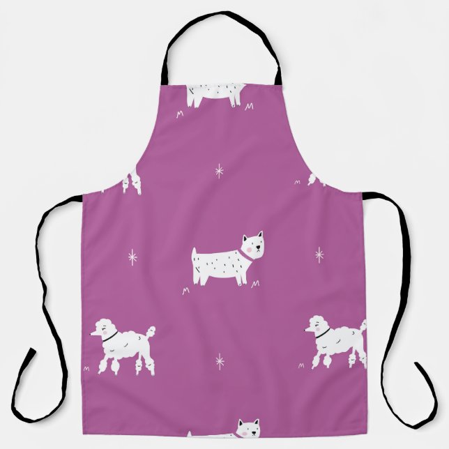Purple Poodle: Monochrome Retro Pattern Apron (Front)