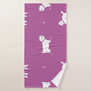 Purple Poodle: Monochrome Retro Pattern Bath Towel