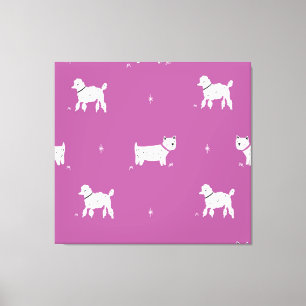 Purple Poodle: Monochrome Retro Pattern Canvas Print