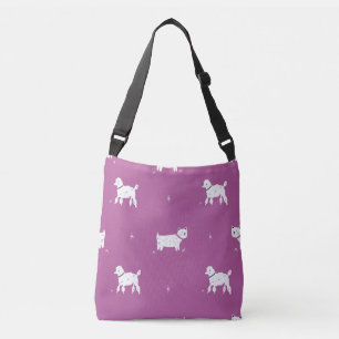 Purple Poodle: Monochrome Retro Pattern Crossbody Bag