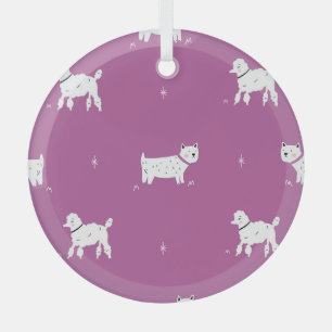 Purple Poodle: Monochrome Retro Pattern Glass Tree Decoration