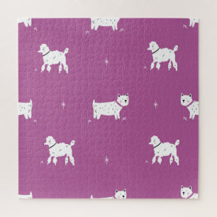 Purple Poodle: Monochrome Retro Pattern Jigsaw Puzzle