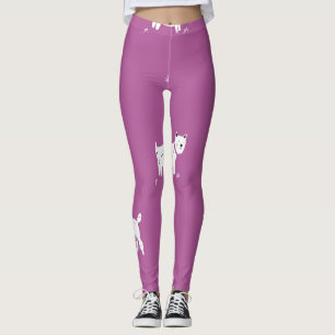 Purple Poodle: Monochrome Retro Pattern Leggings