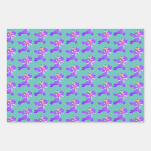 Purple Poodle  Wrapping Paper Sheet