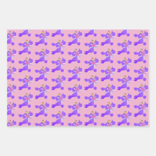 Purple Poodle Wrapping Paper Sheet