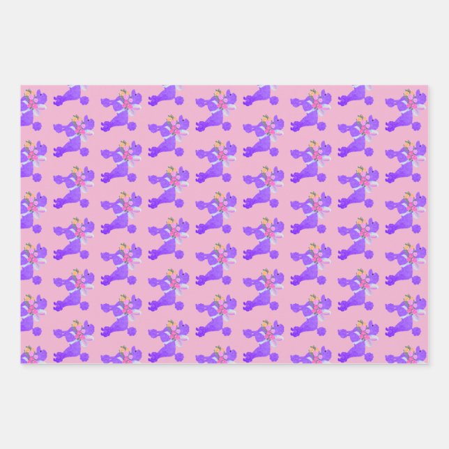 Purple Poodle  Wrapping Paper Sheet (Front)