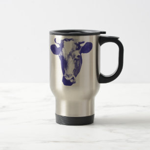 Purple Pop Art Cow Graphic Travel Mug