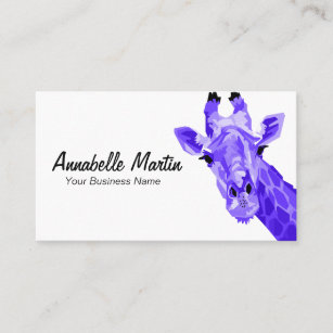 Purple Pop Art Giraffe Business Card