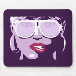 Purple Pop Art Pretty Woman Sunglasses Pink Lips Mouse Mat