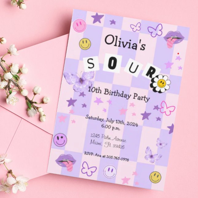 Purple Pop Music Tween Teen Birthday Invitation (Creator Uploaded)