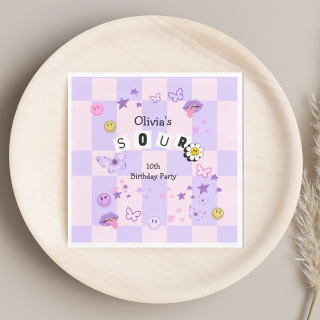 Purple Pop Music Tween Teen Birthday Invitation Napkin (Creator Uploaded)