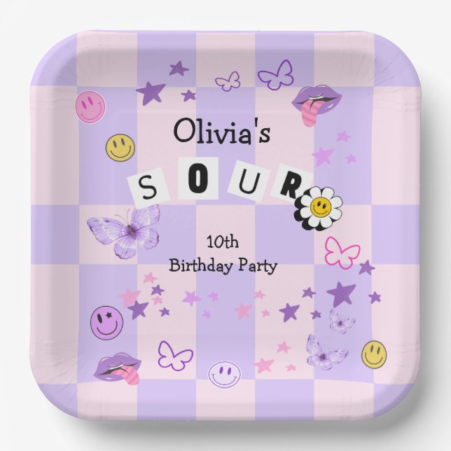 Purple Pop Music Tween Teen Birthday Invitation Paper Plate (Front)