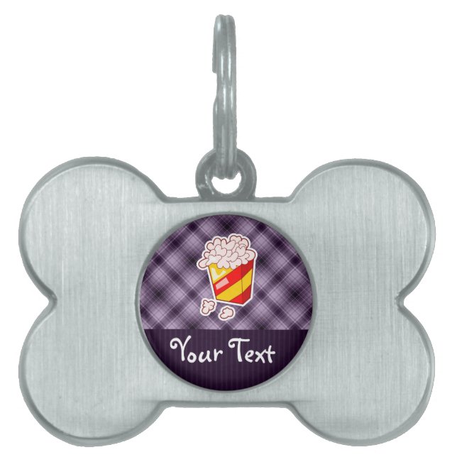 Purple Popcorn Pet ID Tag (Front)