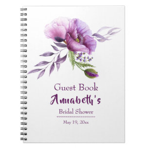 Purple Poppies Bridal Shower Guest Book-1 Notebook