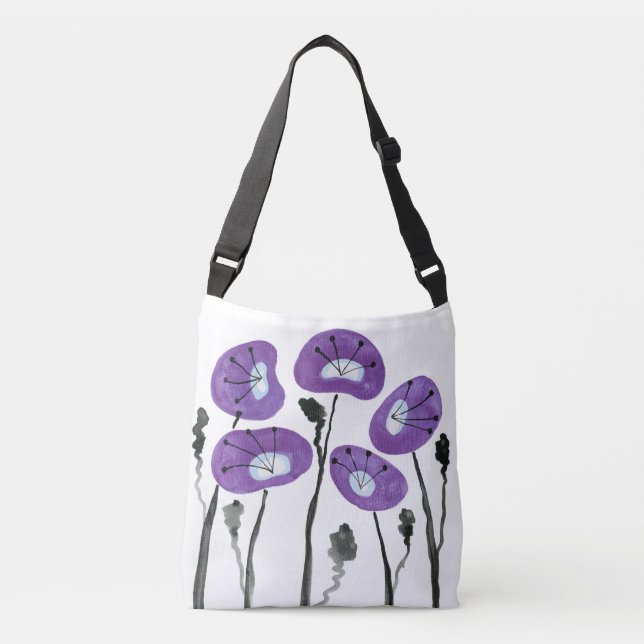 Purple Poppies Crossbody Bag (Front)