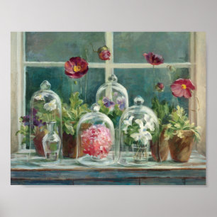 Purple Poppies on a Windowsill Poster