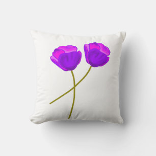 Purple Poppy Flowers   Cushion