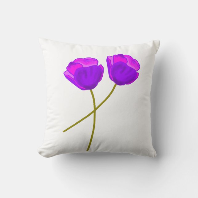 Purple Poppy Flowers   Cushion (Front)