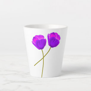 Purple Poppy Flowers   Latte Mug