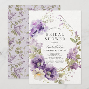 Purple Poppy & Lilac Floral Bridal Shower Invitation