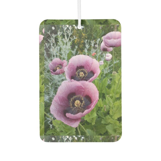 Purple Poppy Poppies Flower Car Air Freshener (Front)