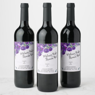 Purple Poppy Wedding wine bottle label