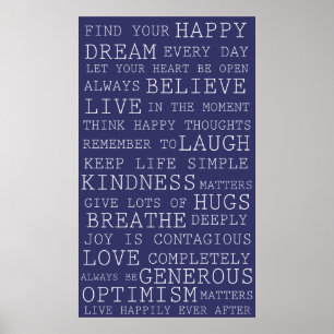 Purple Positive Thoughts Inspirational Words Poster